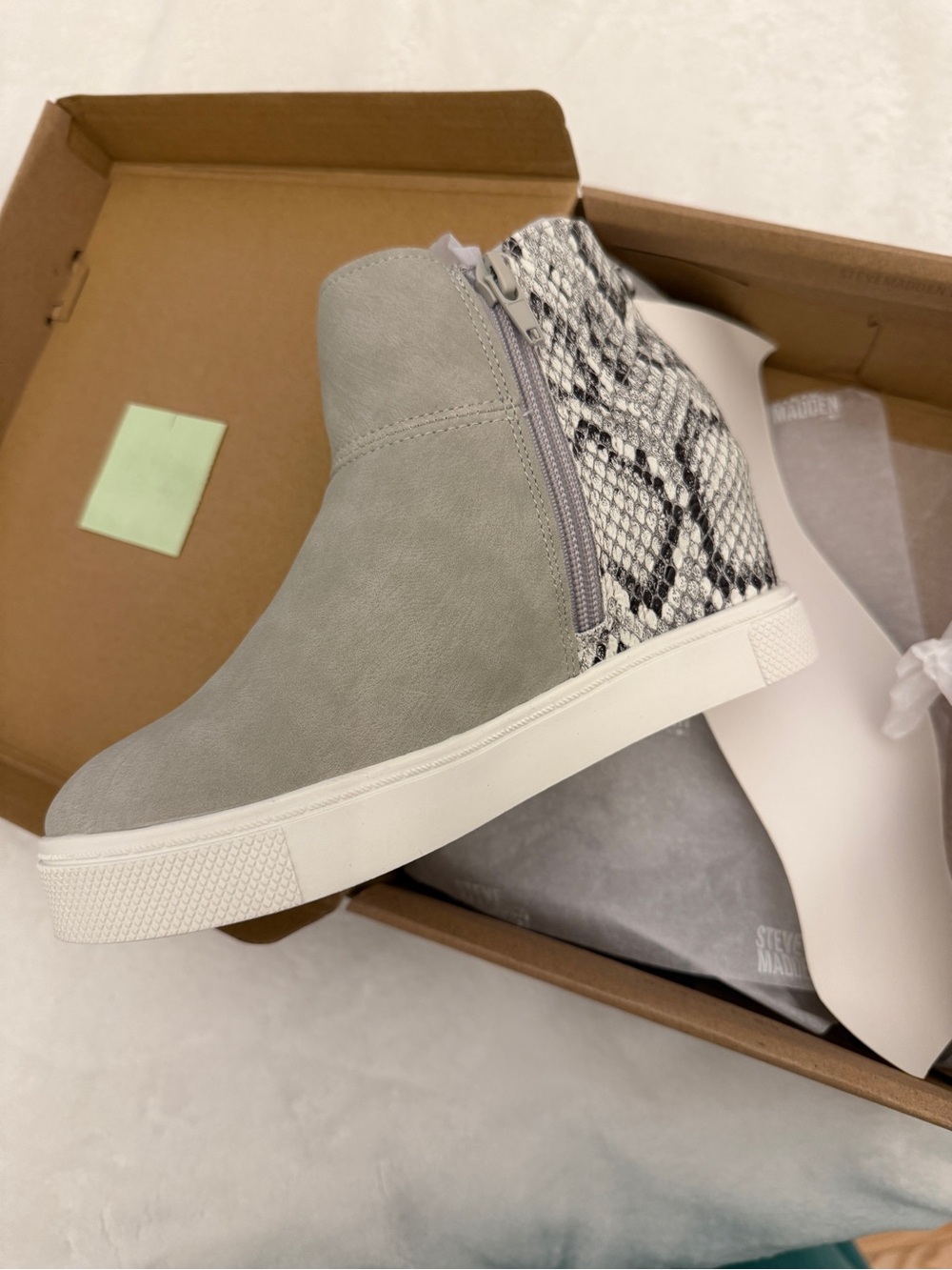 Steve Madden Wedge Sneaker Boot with Snake-Print Back